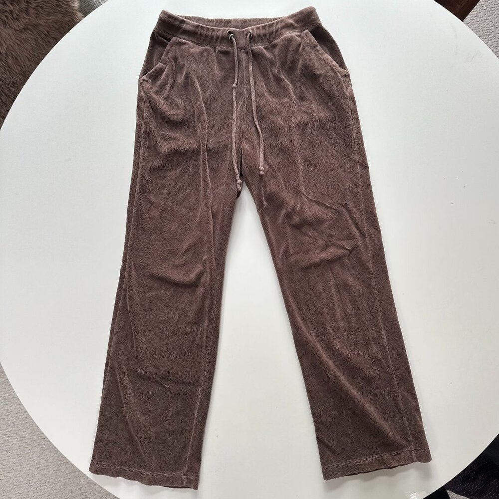 Y2K Brown Velvet Velour Cotton Bootcut Drawstring Sweatpants S